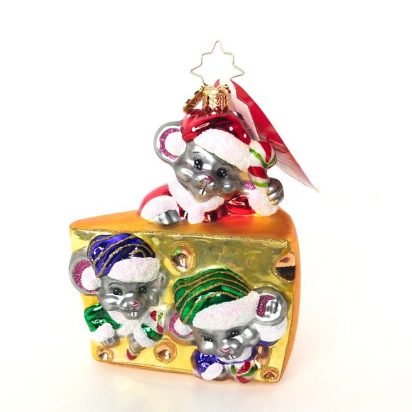 Christopher Radko Christmas Ornament Mini Cheese Bites 1019247 with Box - Picture 2 of 6